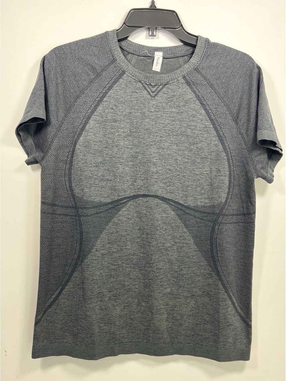 FANKA Gray Heather Short Sleeve Seamless Activewear Shirt Women Sz M